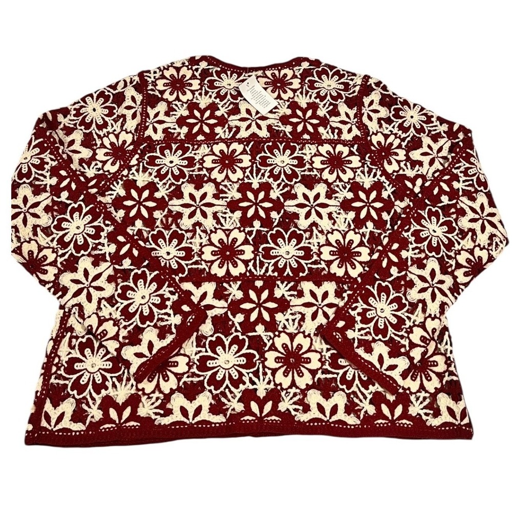 NWT Susan Graver Floral Crochet‎ Lace Button Front Cardigan S - Picture 10 of 13